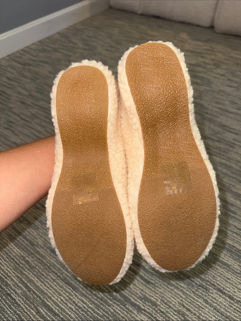 Cream Sherpa Slip-On Platform Shoes - Picture 5 of 6